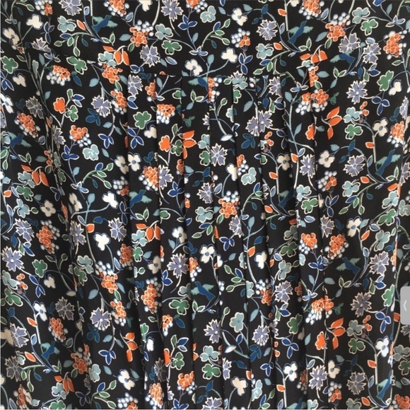 Veronica Beard Silk Floral Ruched Mini Dress Orange Blue 100% Silk S172-WFP2335 - Picture 3 of 16